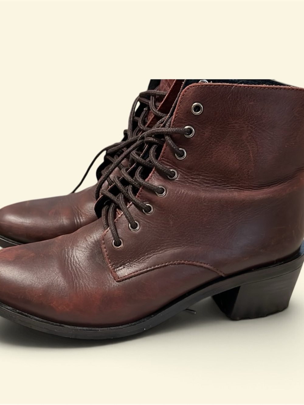Jeffrey Campbell Brown Leather Lace-Up Ankle Boots Size 9 vintage and beautiful!